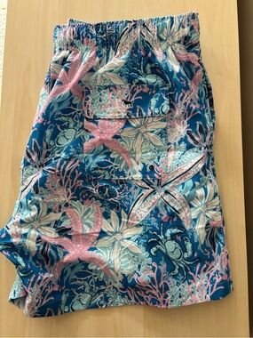 Simply Southern Blue Tropical Starfish Swim Shorts